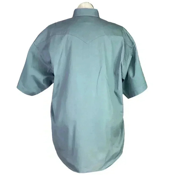 Panhandle Slim Western Shirt Men XL Green Canvas Pearl Snap Work Regular Cotton - Picture 4 of 5